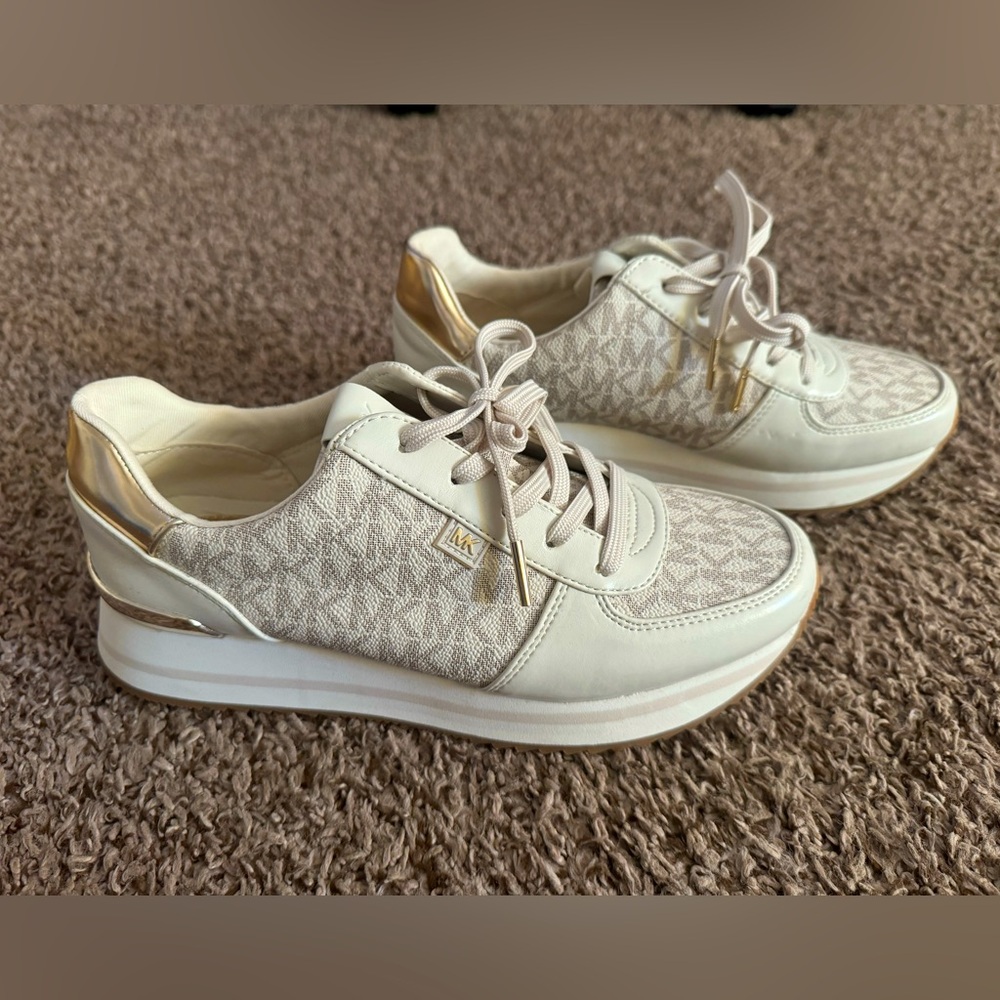 Gold and Offwhite Michael Kors Sneakers